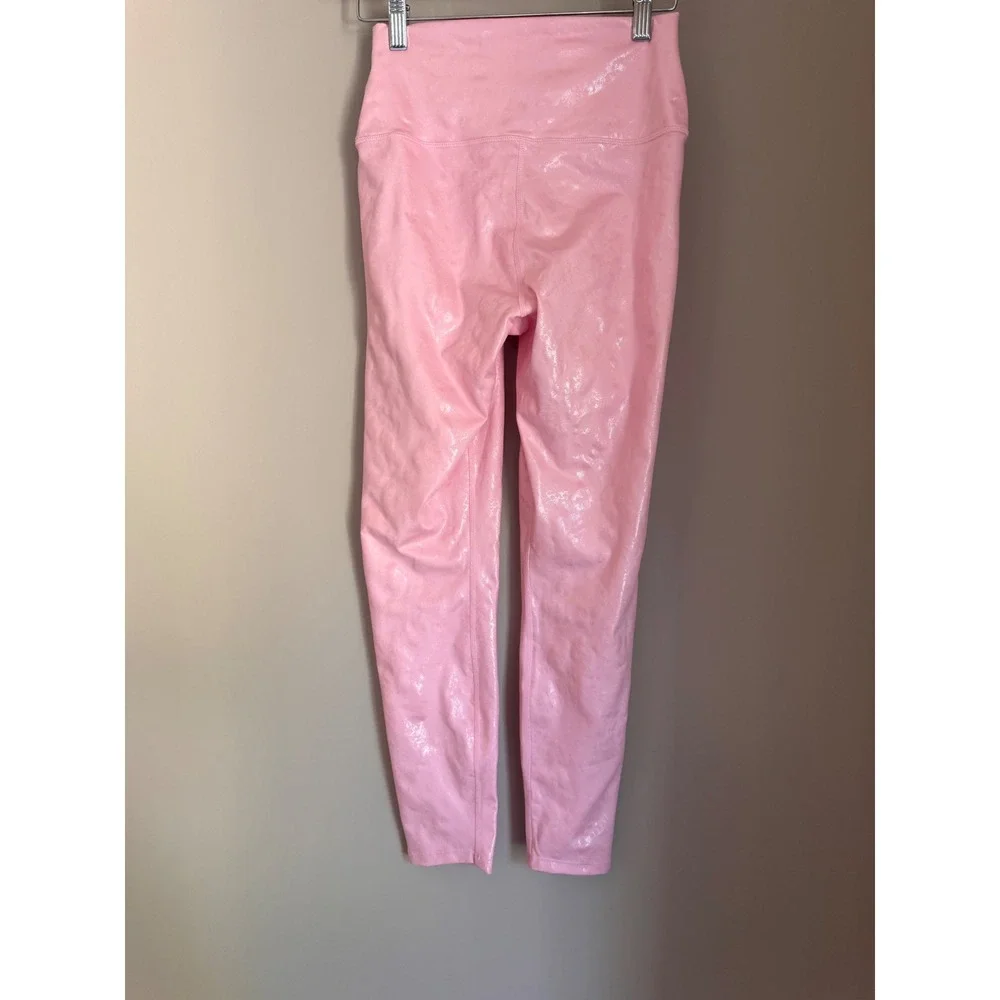 Carbon38 Pink Iridescent Foil High Rise Leggings Womens Medium Athleisure Shiny